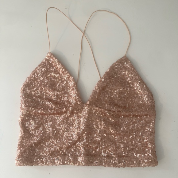 Urban Outfitters Rose Gold Sequin Top - Picture 2 of 5